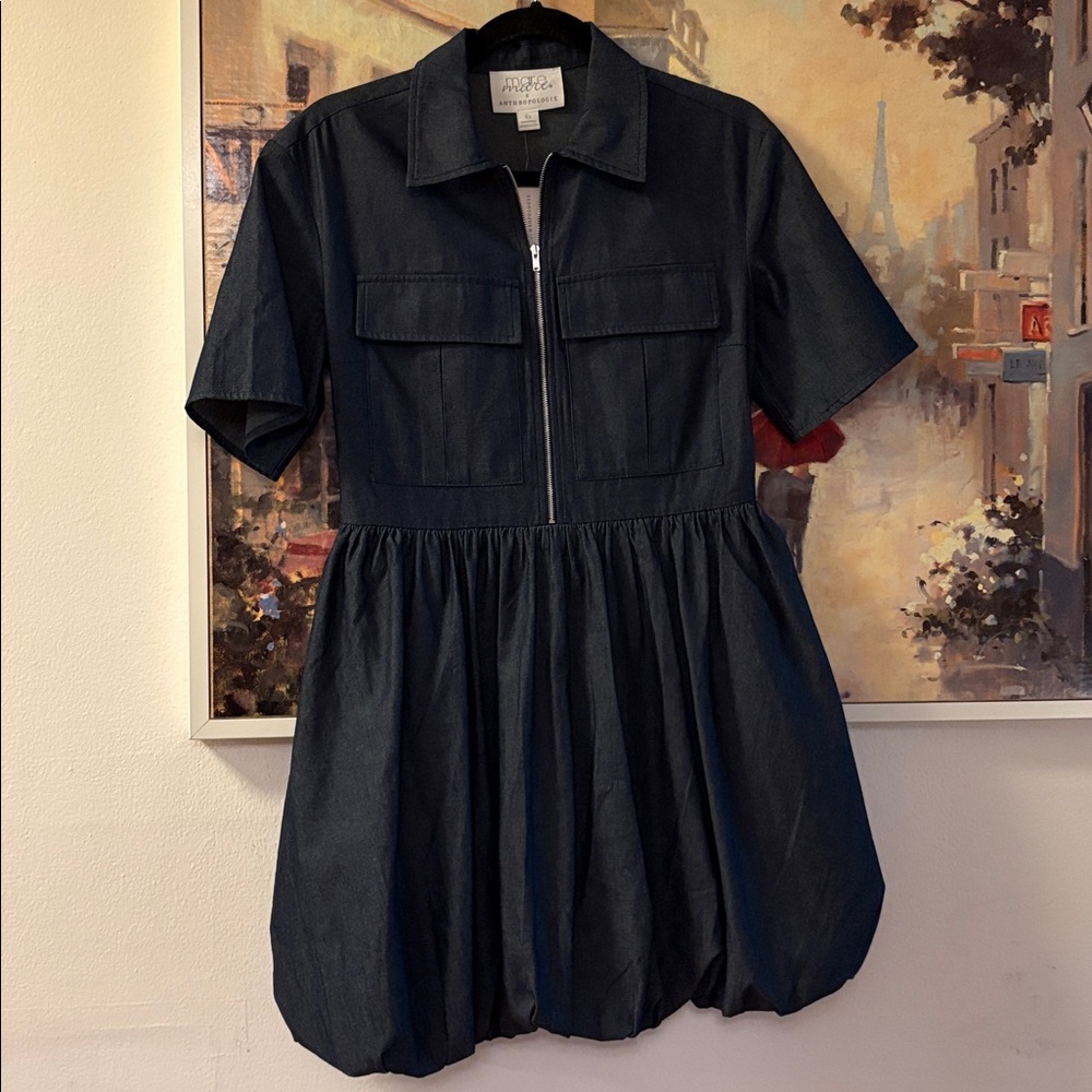 NWT Anthropologie Maeve Denim Zip Front Mini Dress, size XS - Picture 2 of 5
